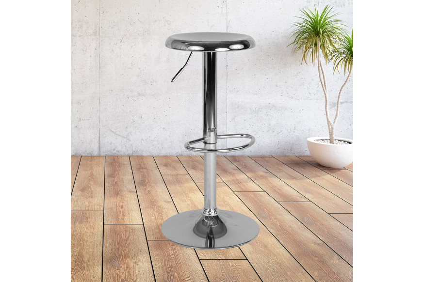 BLNK™ Madrid Series Adjustable Height Retro Bar Stool - Chrome