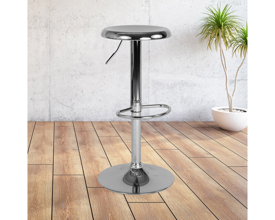 BLNK Madrid Series Adjustable Height Retro Bar Stool - Chrome