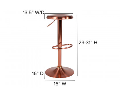 BLNK Madrid Series Adjustable Height Retro Bar Stool - Rose Gold