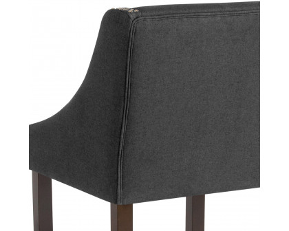 BLNK Carmel Series Fabric Transitional Walnut Counter Height Stool with Accent Nail Trim - Charcoal