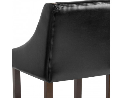 BLNK Carmel Series LeatherSoft Transitional Walnut Counter Height Stool with Nail Trim - Black