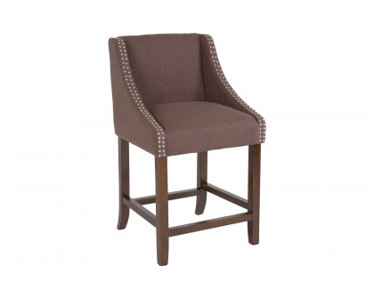 BLNK™ Carmel Series Fabric Transitional Walnut Counter Height Stool with Accent Nail Trim - Brown