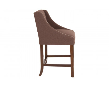 BLNK™ Carmel Series Fabric Transitional Walnut Counter Height Stool with Accent Nail Trim - Brown