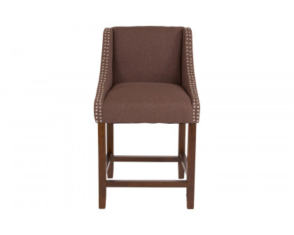 BLNK™ Carmel Series Fabric Transitional Walnut Counter Height Stool with Accent Nail Trim - Brown