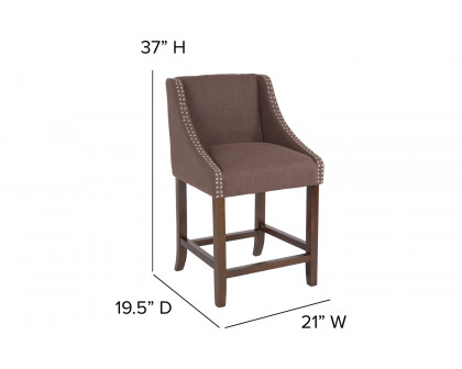 BLNK™ Carmel Series Fabric Transitional Walnut Counter Height Stool with Accent Nail Trim - Brown