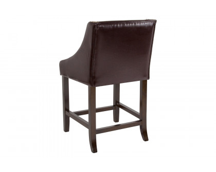 BLNK Carmel Series LeatherSoft Transitional Walnut Counter Height Stool with Nail Trim - Brown