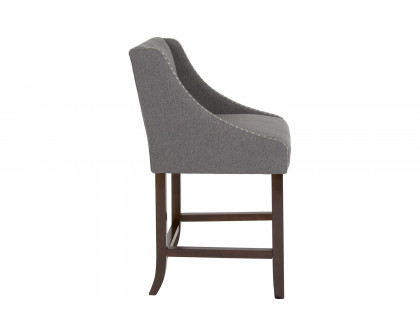 BLNK™ Carmel Series Fabric Transitional Walnut Counter Height Stool with Accent Nail Trim - Dark Gray