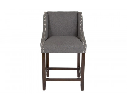 BLNK™ Carmel Series Fabric Transitional Walnut Counter Height Stool with Accent Nail Trim - Dark Gray