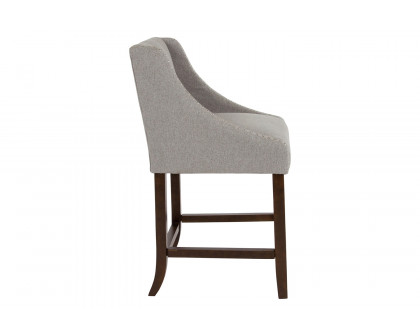 BLNK™ Carmel Series Fabric Transitional Walnut Counter Height Stool with Accent Nail Trim - Light Gray