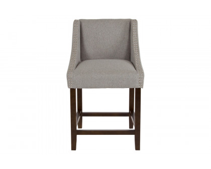 BLNK™ Carmel Series Fabric Transitional Walnut Counter Height Stool with Accent Nail Trim - Light Gray