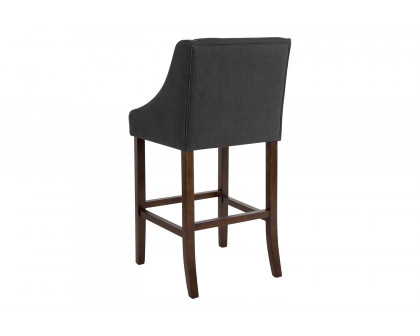 BLNK Carmel Series Fabric Transitional Walnut Bar Stool with Accent Nail Trim - Charcoal