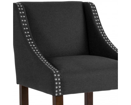 BLNK Carmel Series Fabric Transitional Walnut Bar Stool with Accent Nail Trim - Charcoal