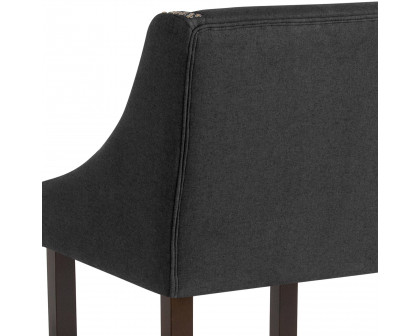 BLNK Carmel Series Fabric Transitional Walnut Bar Stool with Accent Nail Trim - Charcoal