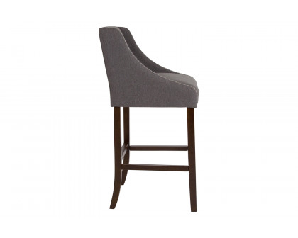 BLNK Carmel Series Fabric Transitional Walnut Bar Stool with Accent Nail Trim - Dark Gray