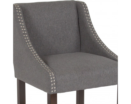 BLNK Carmel Series Fabric Transitional Walnut Bar Stool with Accent Nail Trim - Dark Gray