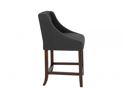 BLNK™ Carmel Series Fabric Transitional Tufted Walnut Counter Height Stool with Accent Nail Trim - Charcoal