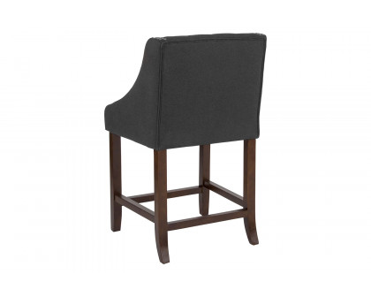 BLNK™ Carmel Series Fabric Transitional Tufted Walnut Counter Height Stool with Accent Nail Trim - Charcoal