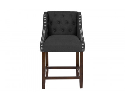 BLNK™ Carmel Series Fabric Transitional Tufted Walnut Counter Height Stool with Accent Nail Trim - Charcoal