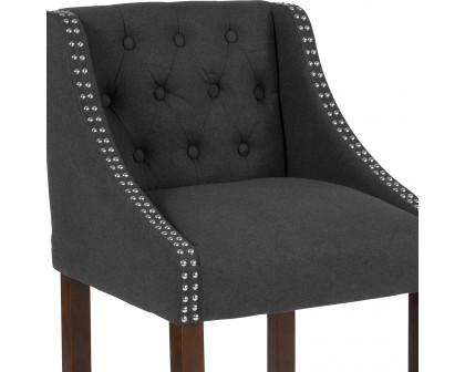 BLNK™ Carmel Series Fabric Transitional Tufted Walnut Counter Height Stool with Accent Nail Trim - Charcoal