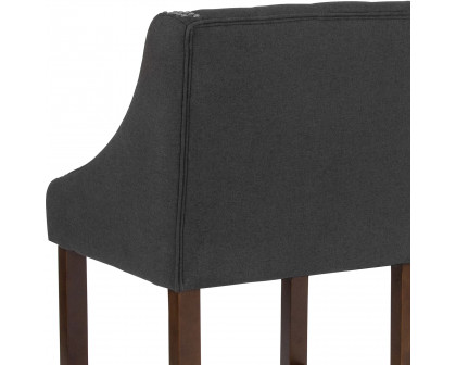 BLNK™ Carmel Series Fabric Transitional Tufted Walnut Counter Height Stool with Accent Nail Trim - Charcoal