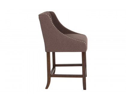 BLNK Carmel Series Fabric Transitional Tufted Walnut Counter Height Stool with Accent Nail Trim - Brown