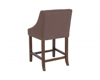 BLNK Carmel Series Fabric Transitional Tufted Walnut Counter Height Stool with Accent Nail Trim - Brown