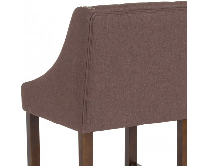 BLNK Carmel Series Fabric Transitional Tufted Walnut Counter Height Stool with Accent Nail Trim - Brown