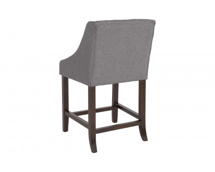 BLNK Carmel Series Fabric Transitional Tufted Walnut Counter Height Stool with Accent Nail Trim - Dark Gray