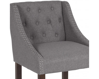 BLNK Carmel Series Fabric Transitional Tufted Walnut Counter Height Stool with Accent Nail Trim - Dark Gray