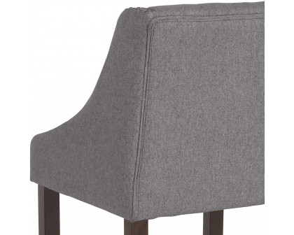 BLNK Carmel Series Fabric Transitional Tufted Walnut Counter Height Stool with Accent Nail Trim - Dark Gray