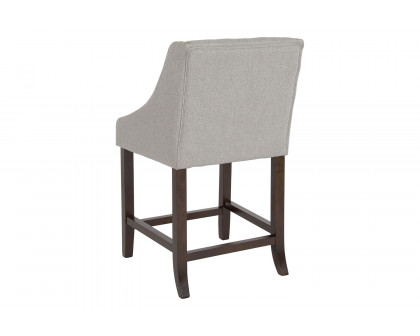 BLNK™ Carmel Series Fabric Transitional Tufted Walnut Counter Height Stool with Accent Nail Trim - Light Gray