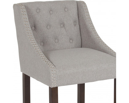 BLNK™ Carmel Series Fabric Transitional Tufted Walnut Counter Height Stool with Accent Nail Trim - Light Gray