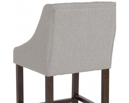 BLNK™ Carmel Series Fabric Transitional Tufted Walnut Counter Height Stool with Accent Nail Trim - Light Gray