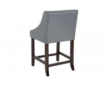 BLNK™ Carmel Series LeatherSoft Transitional Tufted Walnut Counter Height Stool with Accent Nail Trim - Light Gray