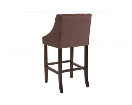 BLNK Carmel Series Fabric Transitional Tufted Walnut Bar Stool with Accent Nail Trim - Brown