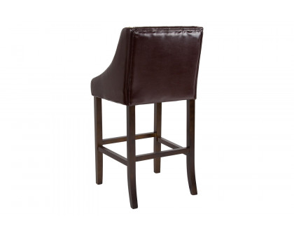 BLNK™ Carmel Series LeatherSoft Transitional Tufted Walnut Bar Stool with Accent Nail Trim - Brown