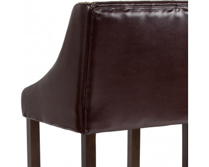 BLNK™ Carmel Series LeatherSoft Transitional Tufted Walnut Bar Stool with Accent Nail Trim - Brown