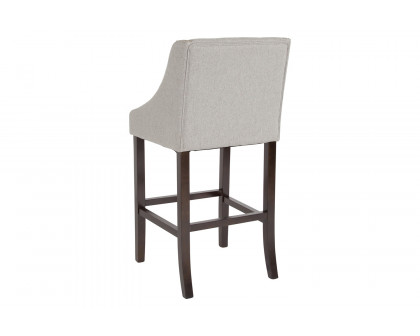 BLNK™ Carmel Series Fabric Transitional Tufted Walnut Bar Stool with Accent Nail Trim - Light Gray