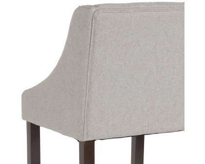 BLNK™ Carmel Series Fabric Transitional Tufted Walnut Bar Stool with Accent Nail Trim - Light Gray