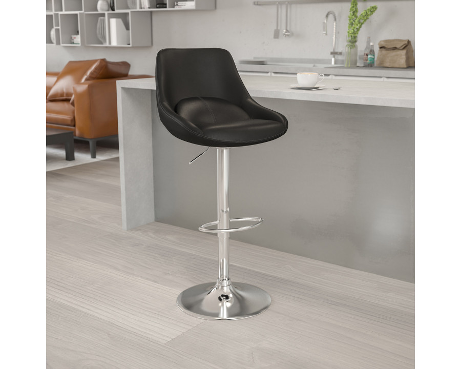 BLNK Contemporary Vinyl Adjustable Height Bar Stool with Chrome Base - Black