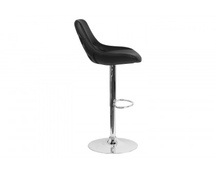 BLNK Contemporary Vinyl Adjustable Height Bar Stool with Chrome Base - Black