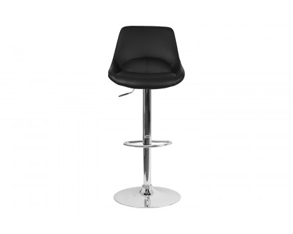 BLNK Contemporary Vinyl Adjustable Height Bar Stool with Chrome Base - Black