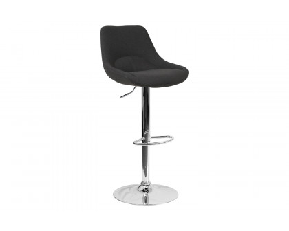 BLNK Elijah Fabric Adjustable Height Bar Stool with Chrome Base - Black