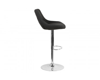 BLNK Elijah Fabric Adjustable Height Bar Stool with Chrome Base - Black