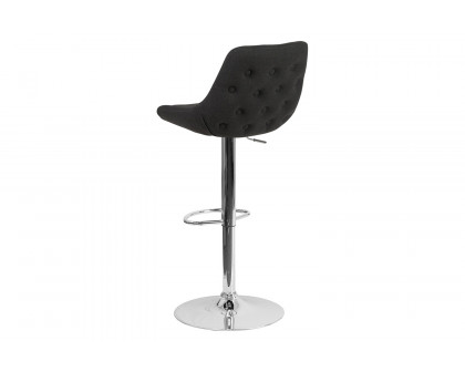 BLNK Elijah Fabric Adjustable Height Bar Stool with Chrome Base - Black