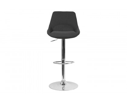 BLNK Elijah Fabric Adjustable Height Bar Stool with Chrome Base - Black