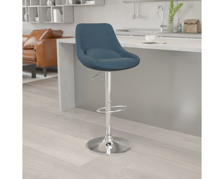 BLNK Elijah Fabric Adjustable Height Bar Stool with Chrome Base