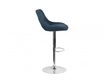 BLNK Elijah Fabric Adjustable Height Bar Stool with Chrome Base - Blue