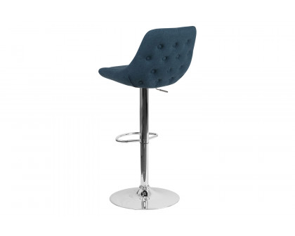 BLNK Elijah Fabric Adjustable Height Bar Stool with Chrome Base - Blue