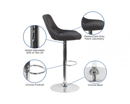 BLNK - Contemporary Fabric Adjustable Height Bar Stool with Chrome Base